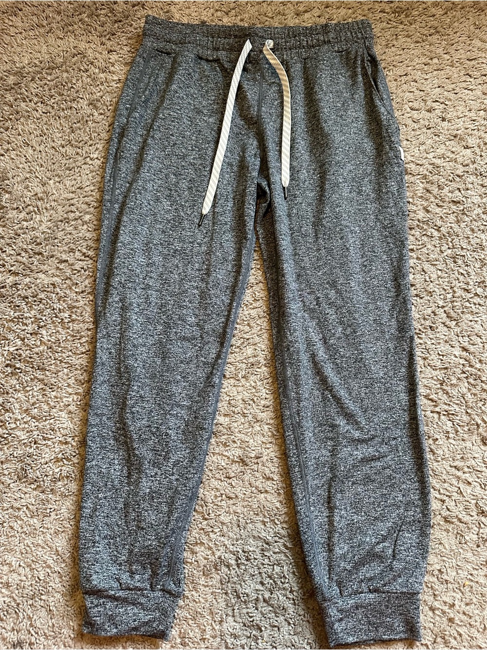 Vuori Gray Heather Jogger Pants with White Drawstring